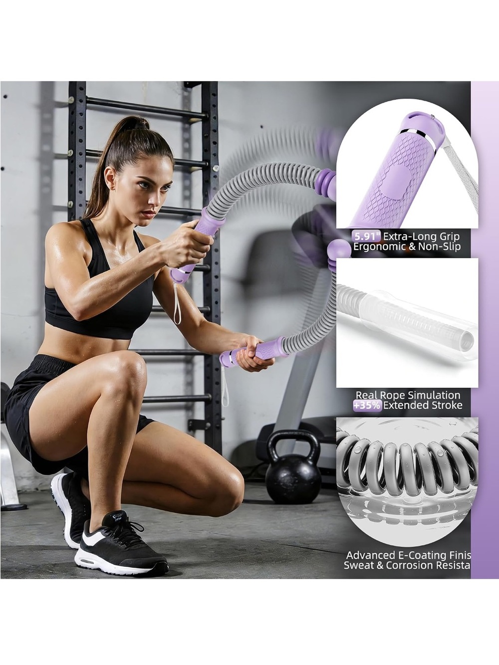 Weighted Ropeless Battle Ropes Purple - Picture 5 of 7